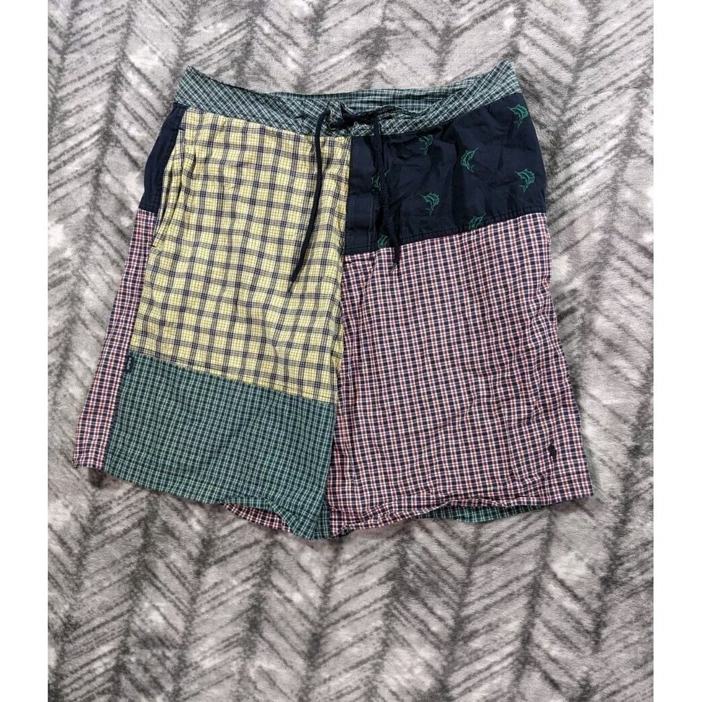 Vtg Polo Ralph Lauren Shorts Mens 34 Board Patchwork Colorblock Check Swordfish